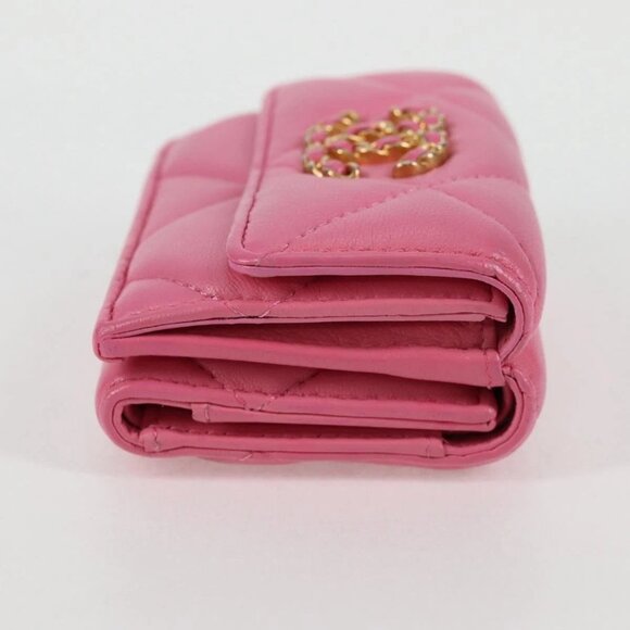 CHANEL Matelasse Compact Wallet Lamb Skin Pink Gold - Picture 4 of 16